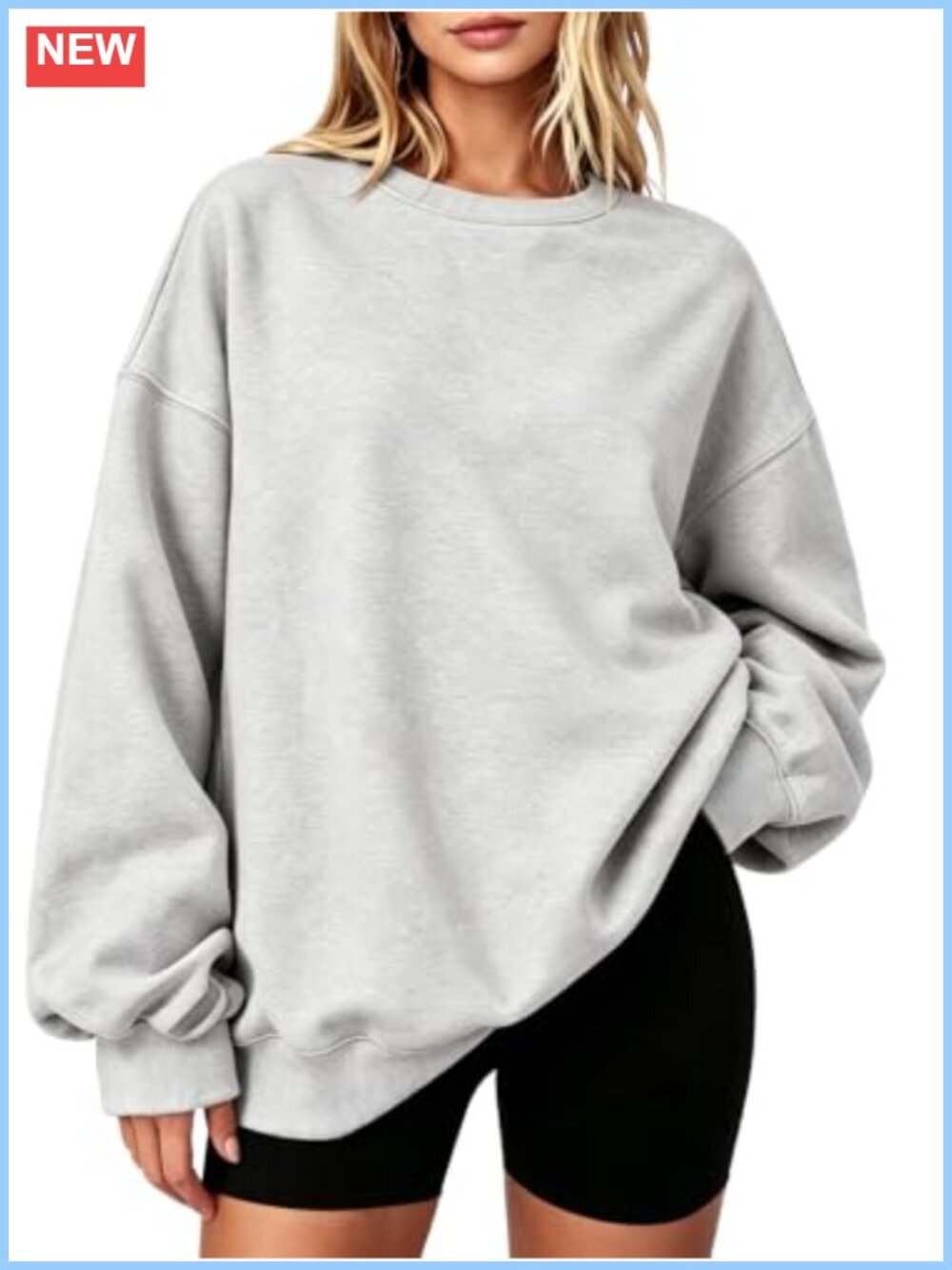 Womens Oversized Crewneck Sweatshirt Cotton Polyester Pullover Top